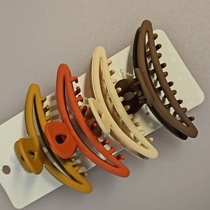 Set of 4 hair claws clips banana clips autumn colors NWT